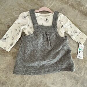 Carter's Gray and White Knit overall dress